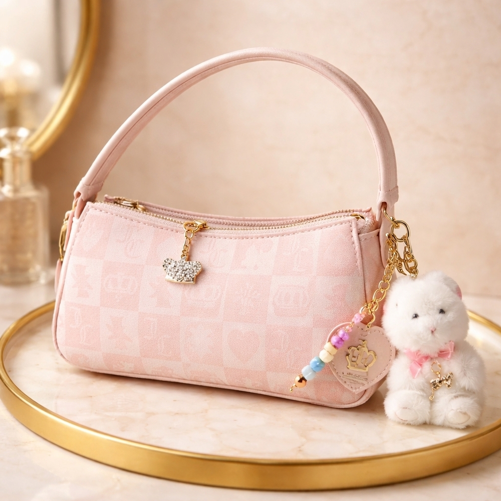 Nwt Juicy Couture Pink Festival Shoulder Bag With Charm New